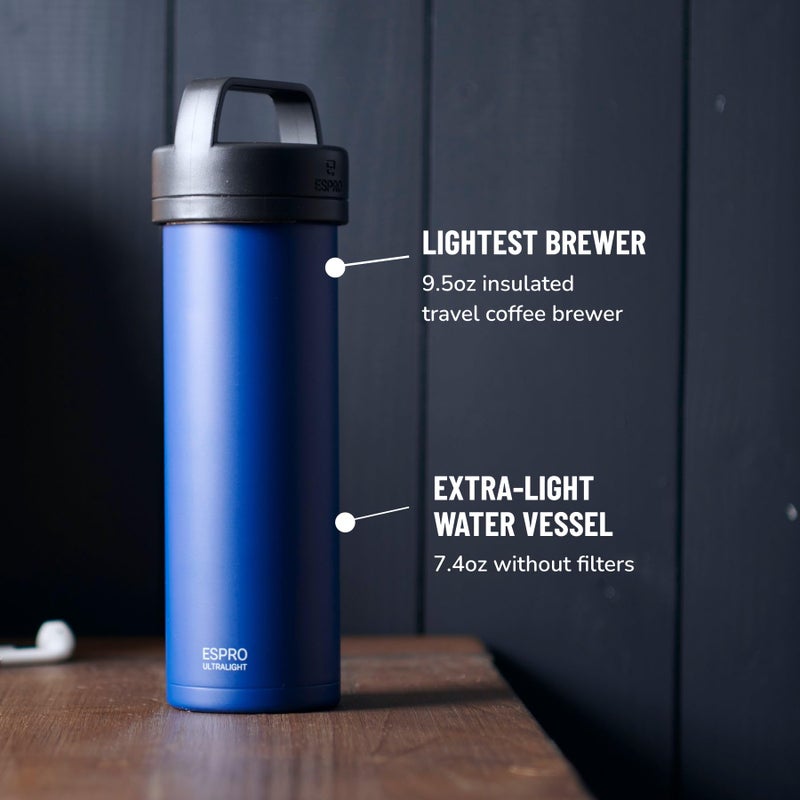 ESPRO P0 Ultralight French Press Coffee Maker for Travel, Vacuum Insulated Stainless Steel, 16 Ounces, Blue - Image 5